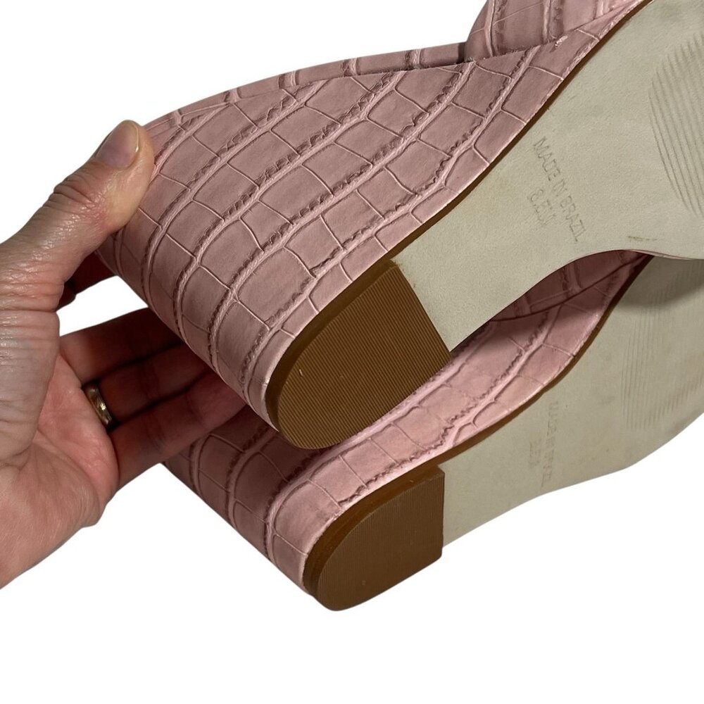 Steve Madden Women’s Size 8.5 M Veles Wedge Sandal Pink Croco - Picture 9 of 12